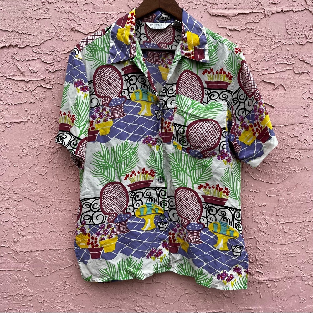 Mervyn’s Partners Silk Blouse Shirt Vintage Size Small